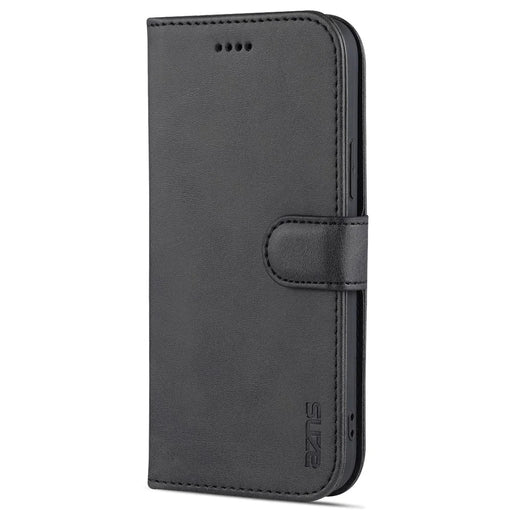 AZNS PU Leather Folio Flip Wallet Stand Full Protect Design Phone Shell for iPhone 13 6.1 inch - Black - 2