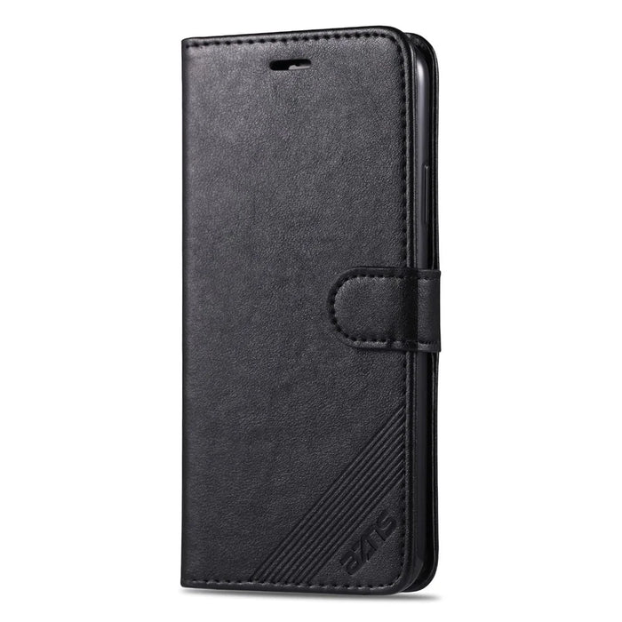 AZNS PU Leather Drop Resistant with Wallet Holder Design Mobile Phone Case for iPhone 13 Pro Max 6.7 inch - Black - 2