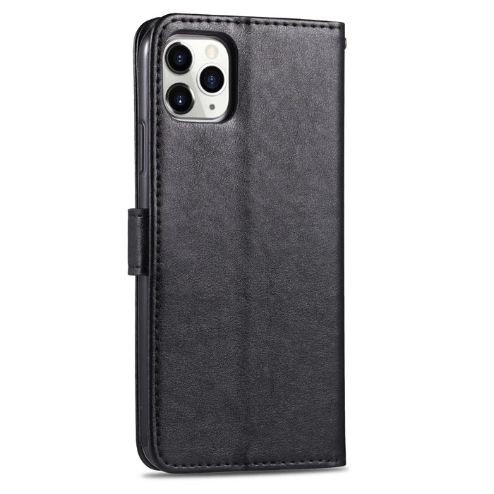AZNS PU Leather Drop Resistant with Wallet Holder Design Mobile Phone Case for iPhone 13 Pro Max 6.7 inch - Black - 3