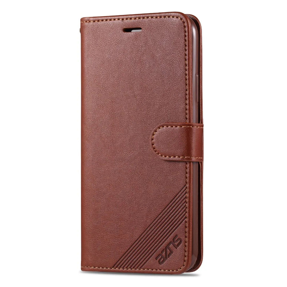AZNS PU Leather with Wallet Stand Design Phone Protective Cover for iPhone 13 6.1 inch - Brown - 2