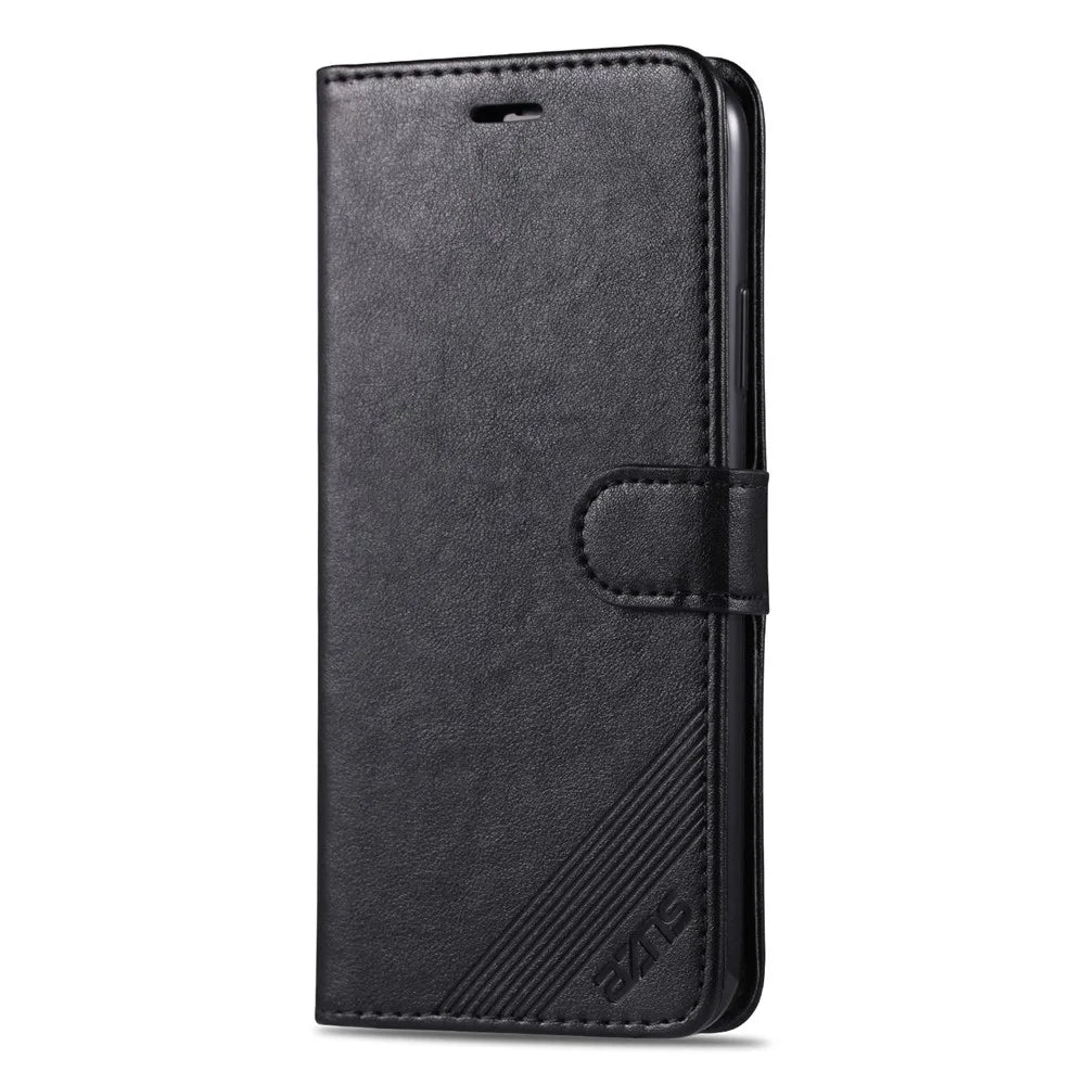 AZNS PU Leather Shockproof Wallet Stand Design Phone Case for iPhone 13 mini 5.4 inch - Black - 2