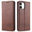 AZNS Shockproof Auto-absorbed Wallet Design PU Leather Folio Flip Phone Cover for iPhone 13 Pro 6.1 inch - Coffee - 1