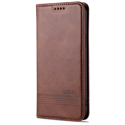 AZNS Shockproof Auto-absorbed Wallet Design PU Leather Folio Flip Phone Cover for iPhone 13 Pro 6.1 inch - Coffee - 2