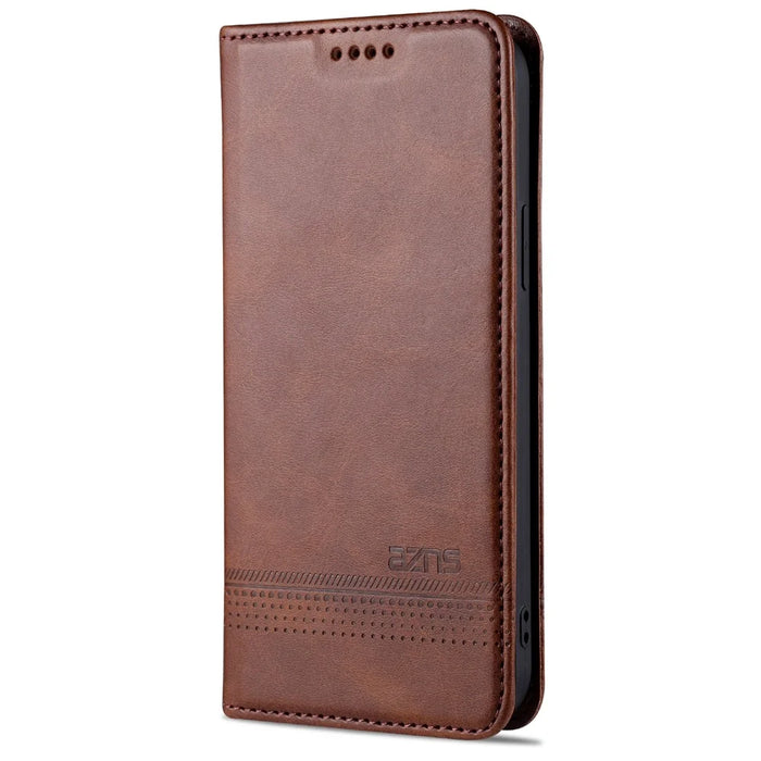 AZNS Shockproof Auto-absorbed Wallet Design PU Leather Folio Flip Phone Cover for iPhone 13 Pro 6.1 inch - Coffee - 2
