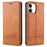 AZNS PU Leather Shockproof Auto-absorbed Magnetic Wallet and Stand Design Case for iPhone 13 6.1 inch - Brown - 1