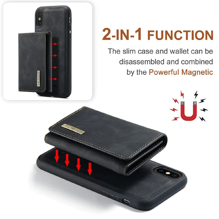 DG.MING M1 Series Phone Case PU + TPU + PC Back Cover with Magnetic Tri-Fold Wallet Kickstand for iPhone X / XS 5.8 inch - Black - 4