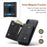 DG.MING M1 Series Phone Case PU + TPU + PC Back Cover with Magnetic Tri-Fold Wallet Kickstand for iPhone X / XS 5.8 inch - Black - 6