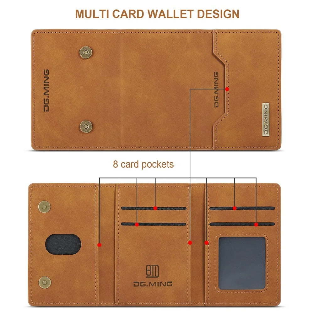 DG.MING M2 Series Magnetic Anti-drop Wallet Design Leather Coated Hybrid Case with Kickstand for iPhone X/XS 5.8 inch - Brown - 7
