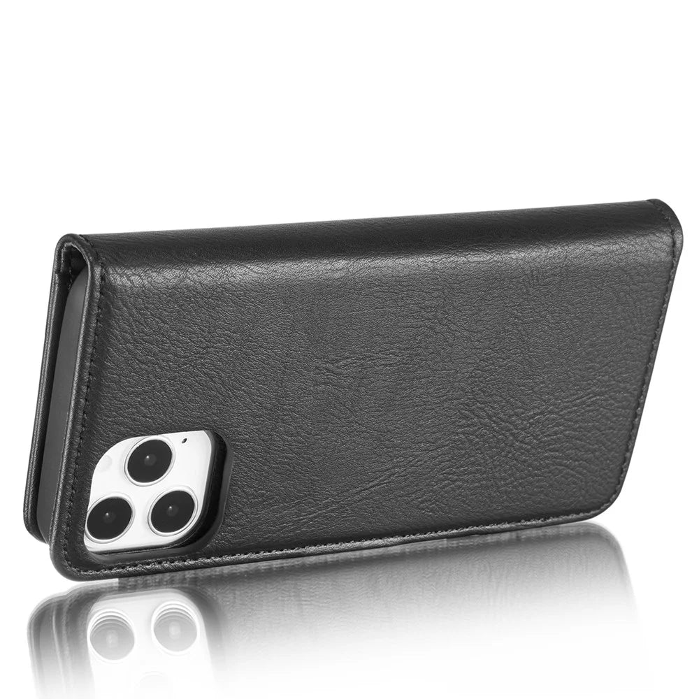 DG.MING For iPhone 13 Pro 6.1 inch Drop-resistant Anti-scratch Split Leather Wallet Detachable 2-in-1 Phone Shell - Black - 5