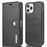 DG.MING For iPhone 13 Pro Max 6.7 inch Comfortable Hand Feeling Anti-scratch Split Leather Wallet Design Detachable 2-in-1 Phone Cover - Black - 1