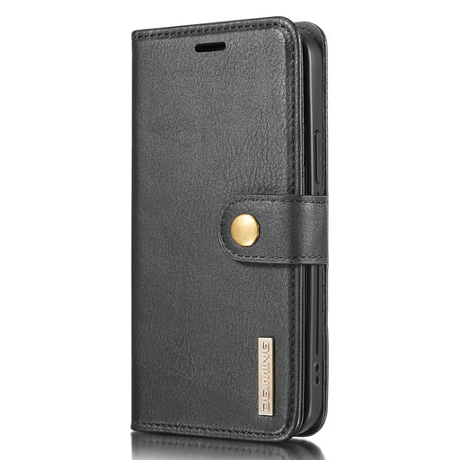 DG.MING For iPhone 13 Pro Max 6.7 inch Comfortable Hand Feeling Anti-scratch Split Leather Wallet Design Detachable 2-in-1 Phone Cover - Black - 2
