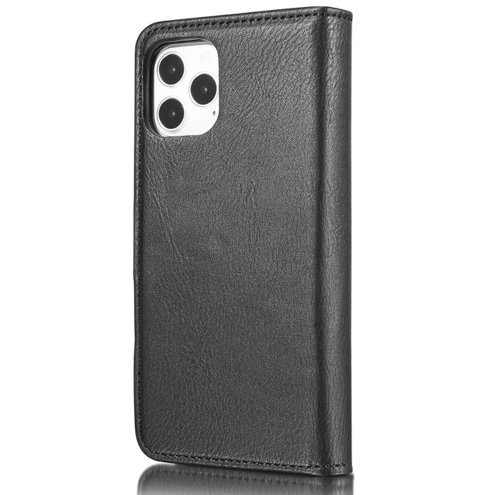 DG.MING For iPhone 13 Pro Max 6.7 inch Comfortable Hand Feeling Anti-scratch Split Leather Wallet Design Detachable 2-in-1 Phone Cover - Black - 3
