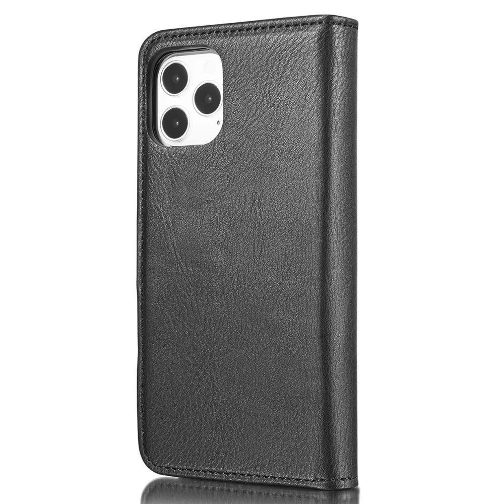DG.MING For iPhone 13 Full Protection Anti-scratch Split Leather Wallet Detachable 2-in-1 Phone Case - Black - 3
