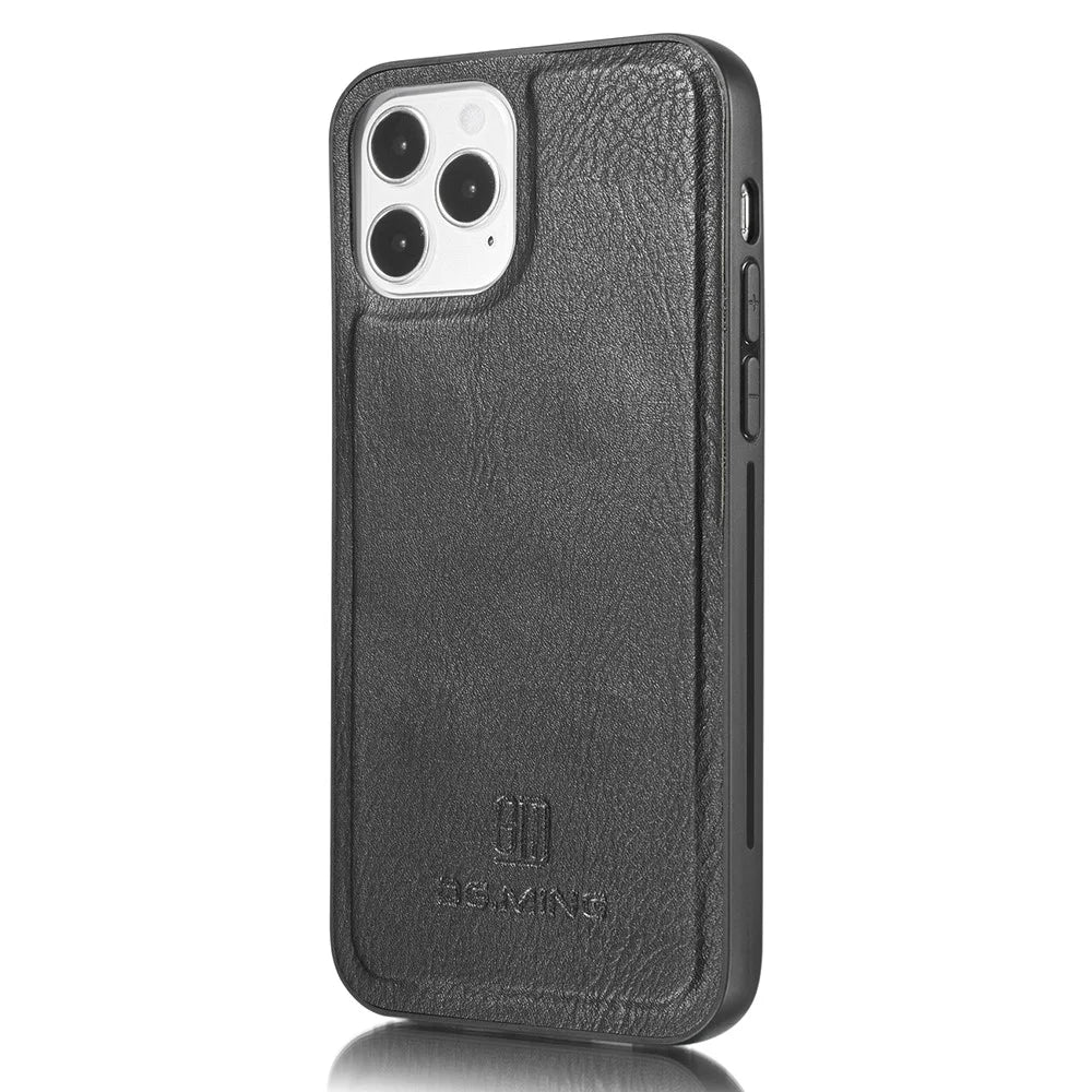 DG.MING Anti-scratch Split Leather Wallet Design Detachable 2-in-1 Phone Cover for iPhone 13 mini 5.4 inch - Black - 4