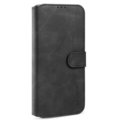 DG.MING Wallet Stand Design Retro Style Full Protection Leather Cover with Strap for iPhone 13 Pro 6.1 inch - Black - 2