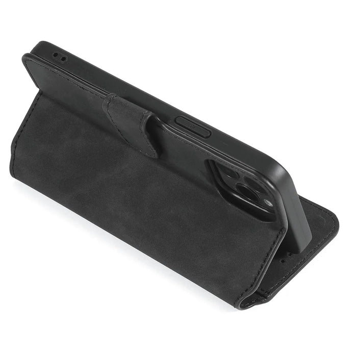 DG.MING Wallet Stand Design Retro Style Full Protection Leather Cover with Strap for iPhone 13 Pro 6.1 inch - Black - 5
