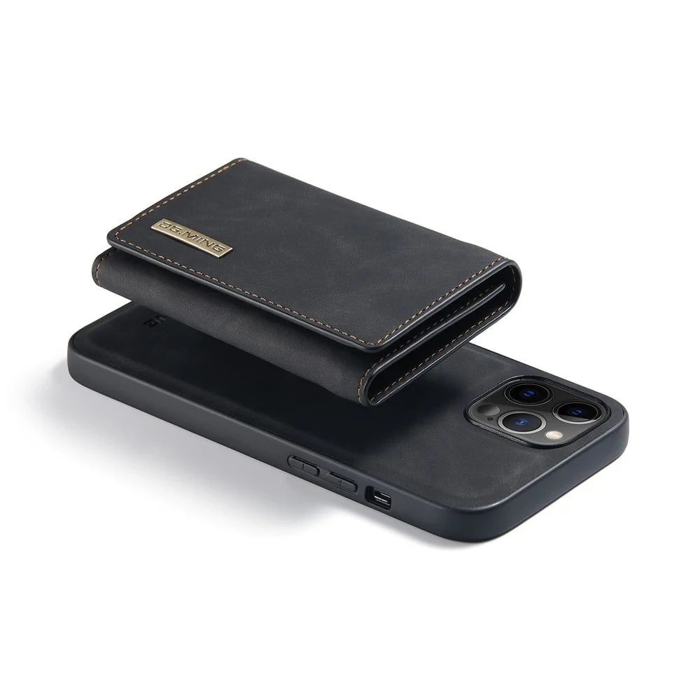 DG.MING M1 Series Wireless Charging Detachable Wallet Leather Hybrid Cover Shell with Kickstand for iPhone 13 Pro Max 6.7 inch - Black - 4