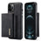 DG.MING M1 Series Magnet Absorption Wallet Leather Coated TPU + PC Hybrid Cover Shell with Wireless Charging Function for iPhone 13 6.1 inch - Black - 1