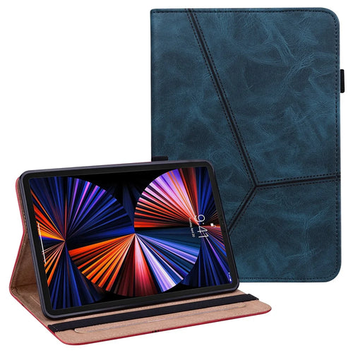Leather Tablet Stand Cover with Auto Wake/Sleep Function and Card Holder for iPad Pro 12.9-inch (2021) - Blue - 1