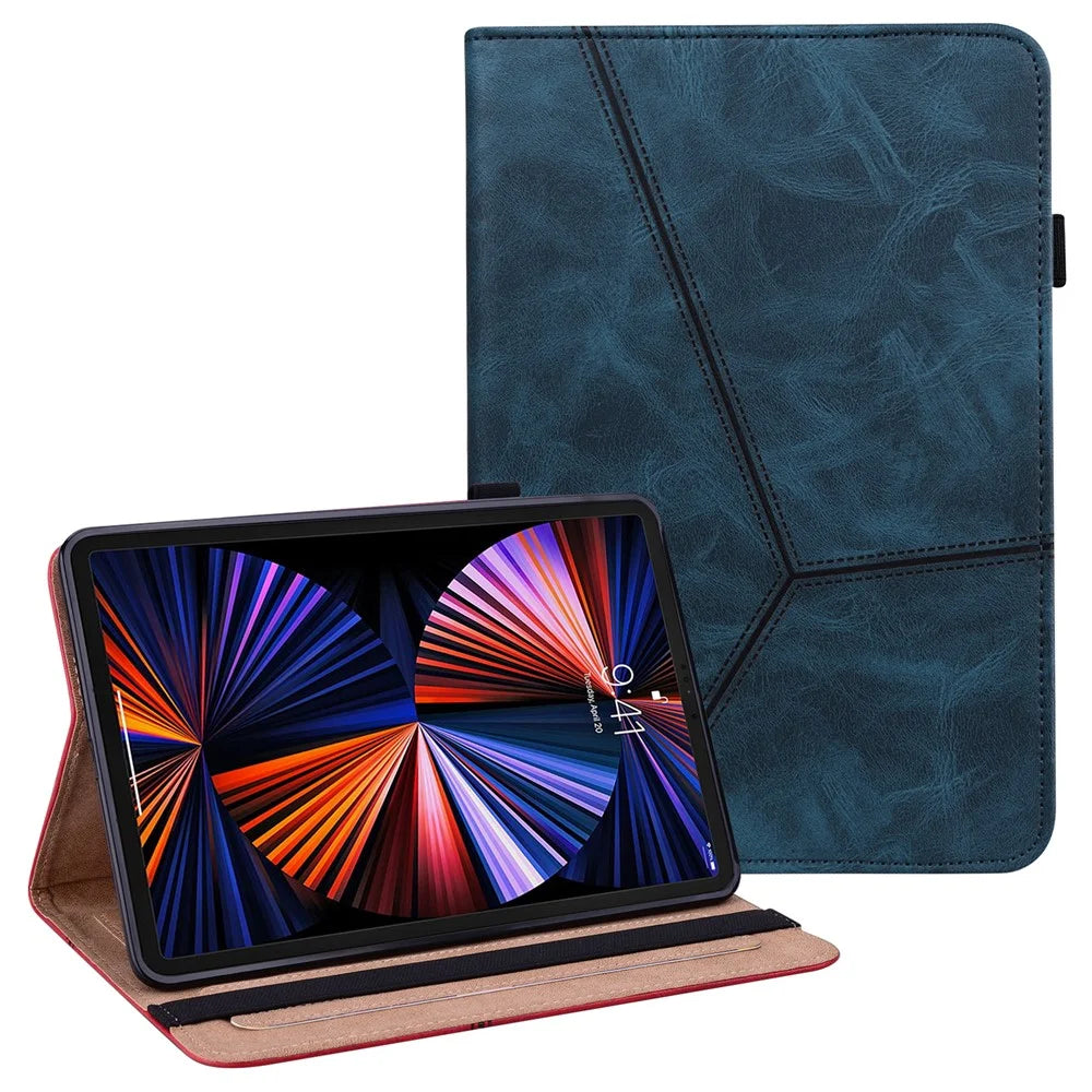 Leather Tablet Stand Cover with Auto Wake/Sleep Function and Card Holder for iPad Pro 12.9-inch (2021) - Blue - 1