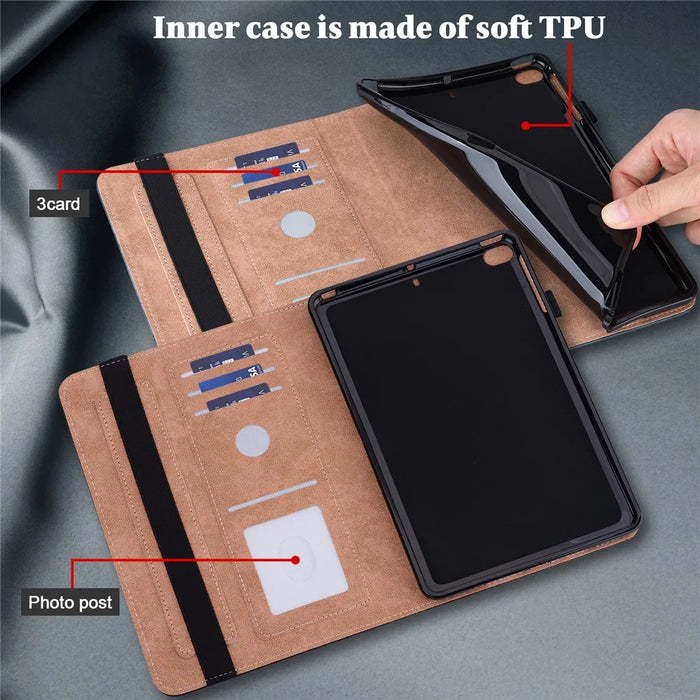 Leather Tablet Stand Cover with Auto Wake/Sleep Function and Card Holder for iPad Pro 12.9-inch (2021) - Blue - 3