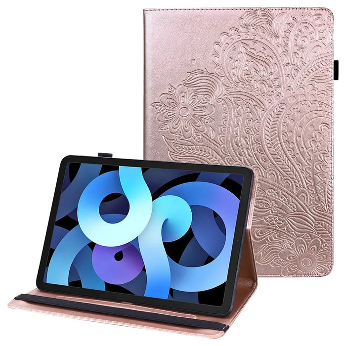 Flower Pattern Leather Tablet Stand Cover with Card Holder for iPad Air 11 (2026) / (2025) / (2024) / Air (2022) / (2020) - Rose Gold - 1