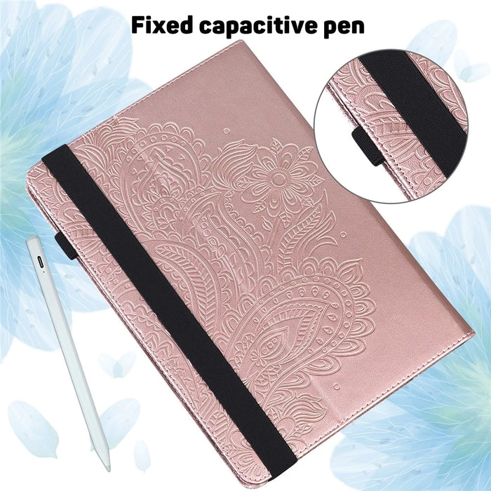 Flower Pattern Leather Tablet Stand Cover with Card Holder for iPad Air 11 (2026) / (2025) / (2024) / Air (2022) / (2020) - Rose Gold - 5