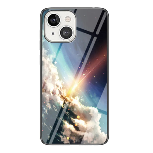 3D Starry Sky Texture Tempered Glass Smooth Scratch-Proof Protective Back Cover for iPhone 13 6.1 inch - Bright Starry Sky - 1