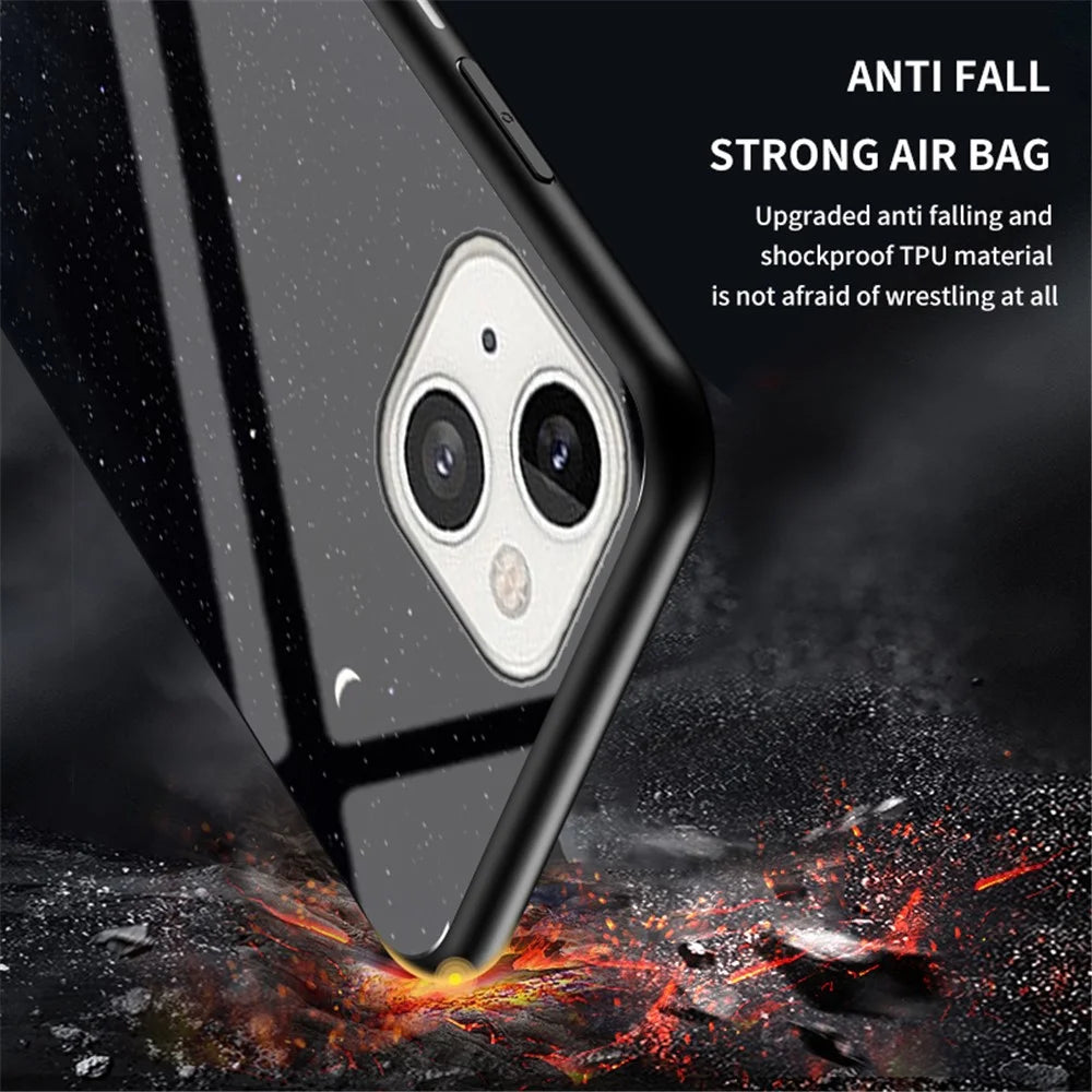3D Starry Sky Texture Tempered Glass Smooth Scratch-Proof Protective Back Cover for iPhone 13 6.1 inch - Bright Starry Sky - 4