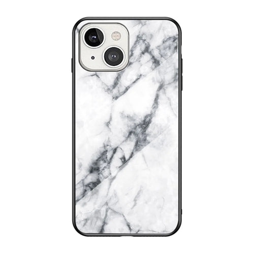 Marble Design Tempered Glass Anti-Scratch Shockproof Cover for iPhone 13 mini 5.4 inch - White Marble - 1