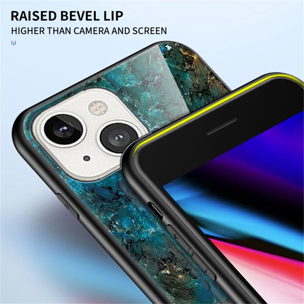 Marble Design Tempered Glass Anti-Scratch Shockproof Cover for iPhone 13 mini 5.4 inch - White Marble - 6