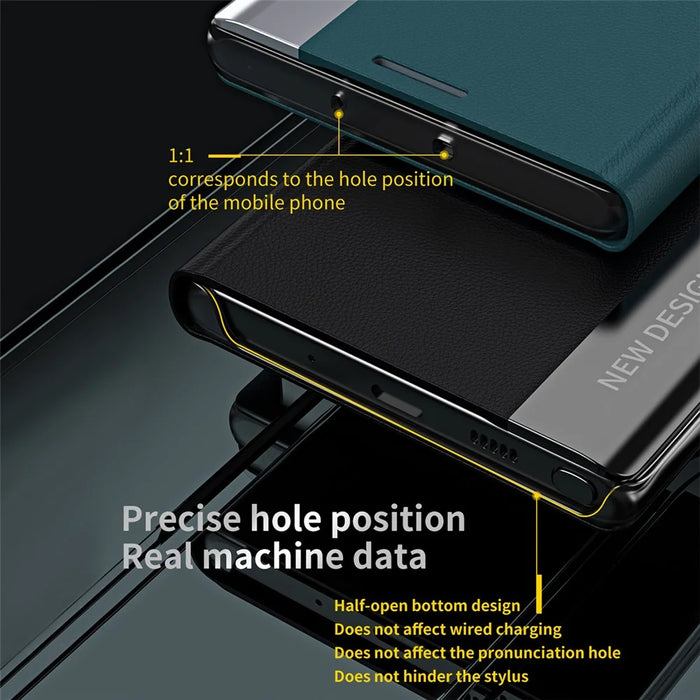 Drop-Resistant Folio Flip Plated Leather Stand Case for iPhone 13 6.1 inch - Black - 4