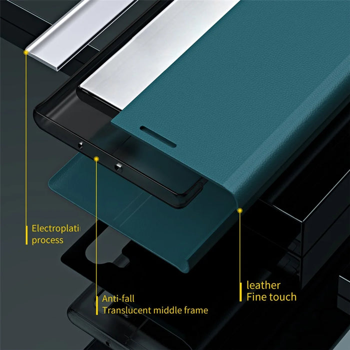 Strong Magnet Leather with PC Inner Folio Flip Plated Stand Case for iPhone 13 mini 5.4 inch - Black - 3