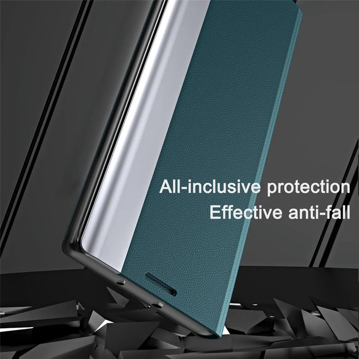 Strong Magnet Leather with PC Inner Folio Flip Plated Stand Case for iPhone 13 mini 5.4 inch - Black - 5