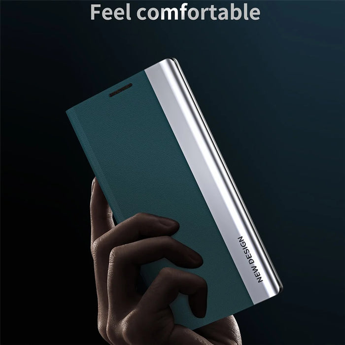 Strong Magnet Leather with PC Inner Folio Flip Plated Stand Case for iPhone 13 mini 5.4 inch - Black - 6