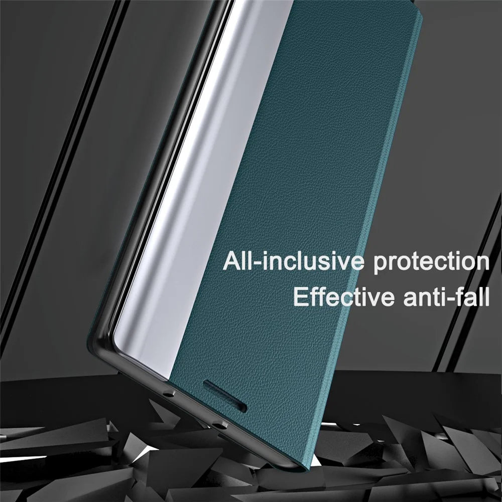 Full Coverage Strong Magnet Leather with PC Inner Folio Flip Plated Stand Case for iPhone 13 Pro Max 6.7 inch - Baby Blue - 5