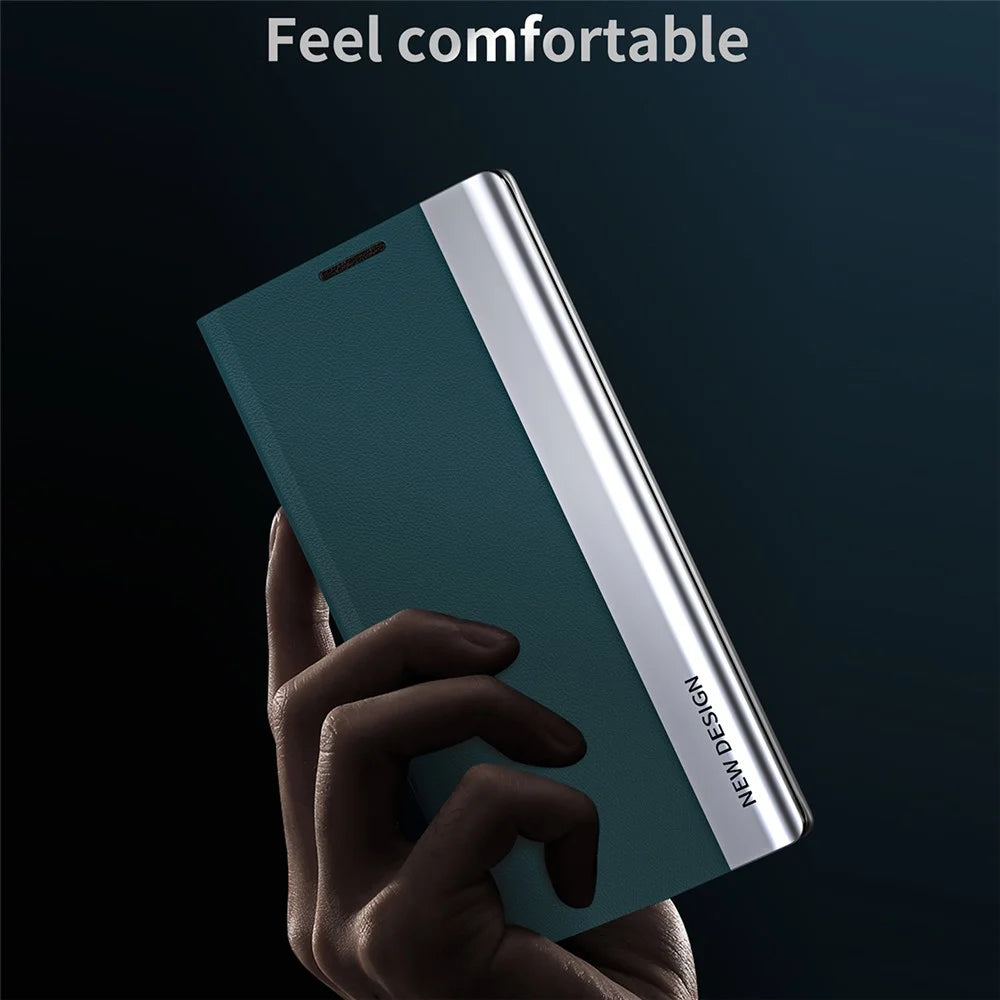 Full Coverage Strong Magnet Leather with PC Inner Folio Flip Plated Stand Case for iPhone 13 Pro Max 6.7 inch - Baby Blue - 6