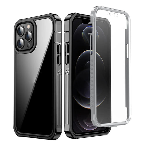 Full-Body Protection Shockproof Rugged PC Protective Phone Case Built-in PET Screen Protector for iPhone 13 Pro 6.1 inch - 1