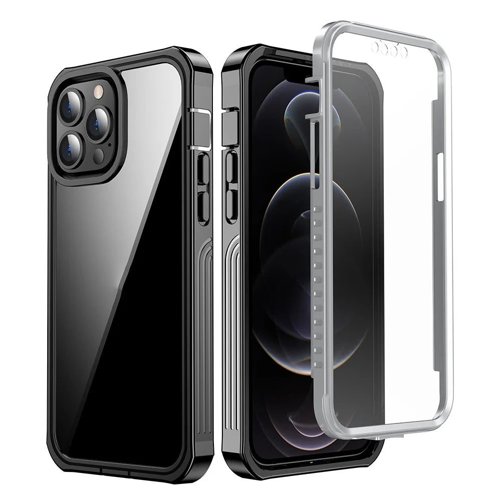 Full-Body Protection Shockproof Rugged PC Protective Phone Case Built-in PET Screen Protector for iPhone 13 Pro 6.1 inch - 1