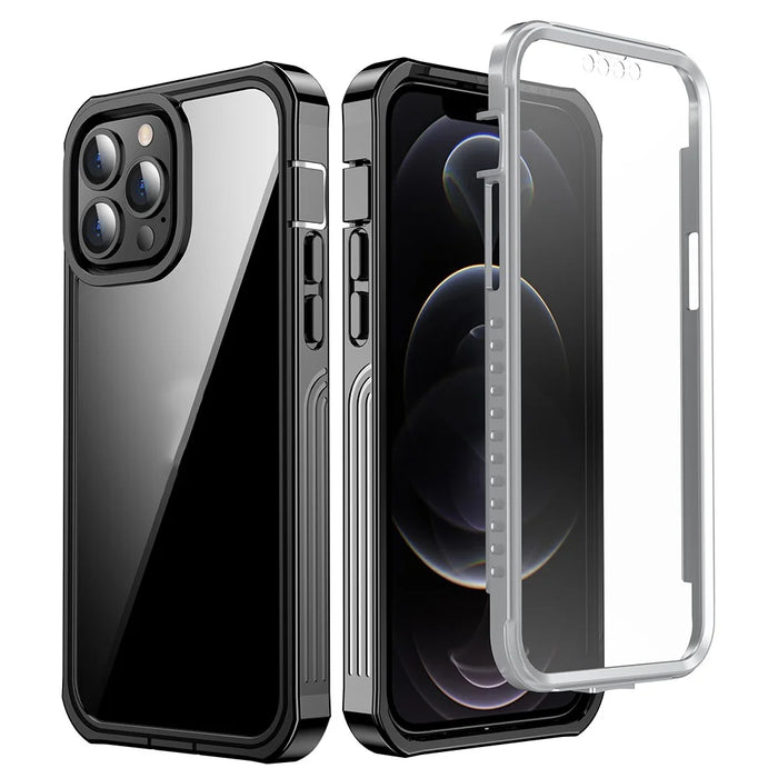 For iPhone 13 Pro Max 6.7 inch PET Screen Protector Shock Absorption Phone Case Full-Body Protection Hard PC Back Cover - 1