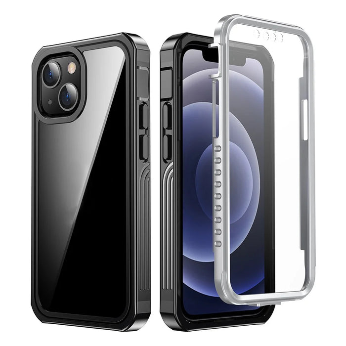 Full-Body Protection Shock Absorption PC Cover Built-in PET Screen Protector for iPhone 13 6.1 inch - 1