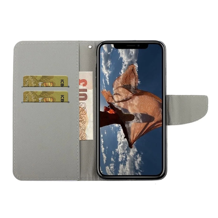 Pattern Printing Design Premium PU Leather Magnetic Clasp Flip Folio Protective Wallet Stand Cover for iPhone 13 Pro 6.1 inch - Chrysanthemum - 5