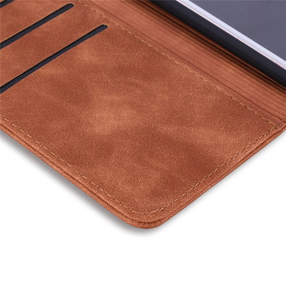 Imprint Flower Premium PU Leather Wallet Protector Folio Stand Magnetic Flip Cover for iPhone 13 6.1 inch - Brown - 7