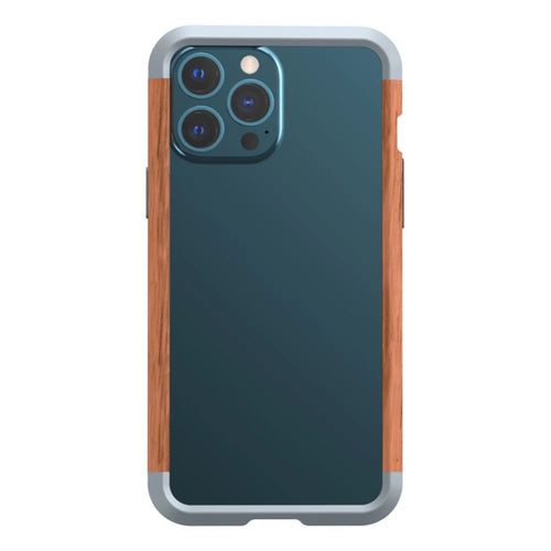 R-JUST Real Nature Stylish Wood + Aluminum Alloy Metal Bumper Frame Ultra Slim Shockproof Protective Case for iPhone 13 Pro 6.1 inch - 1