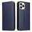 PU Leather Texture Wallet Card Slots Stand Design Phone Case for iPhone 13 Pro 6.1 inch - Blue - 1