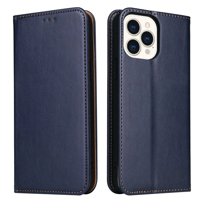 PU Leather Texture Wallet Card Slots Stand Design Phone Case for iPhone 13 Pro 6.1 inch - Blue - 1