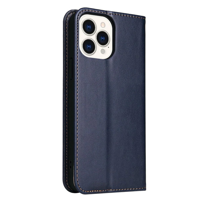 PU Leather Texture Wallet Card Slots Stand Design Phone Case for iPhone 13 Pro 6.1 inch - Blue - 3