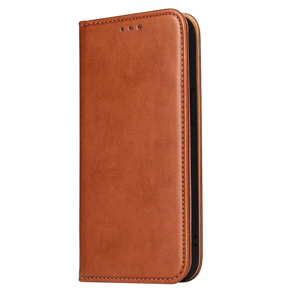 PU Leather Texture Well-protected Wallet Stand Design Phone Case for iPhone 13 - Brown - 2
