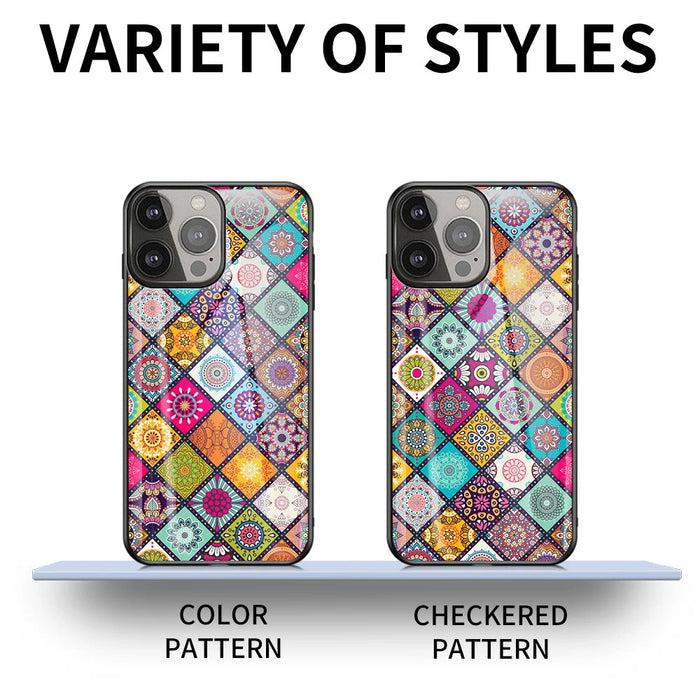 Shock-Absorbed Built-In Metal Sheet Phone Protector Glass Hybrid Case with Lanyard for iPhone 13 Pro 6.1 inch - Color Pattern - 5