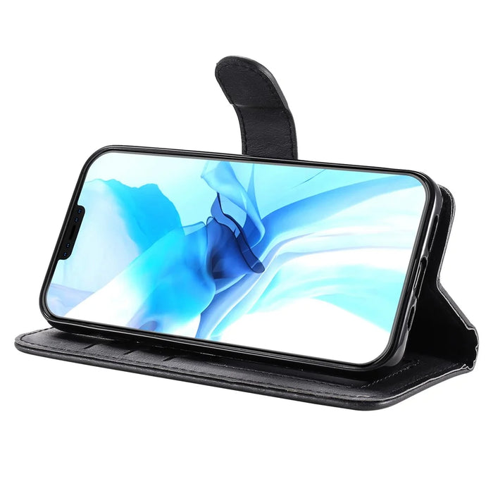 For iPhone 12  / 12 Pro Case 2 in 1 Detachable Magnetic Leather Wallet Mobile Cover with Strap - Black - 4